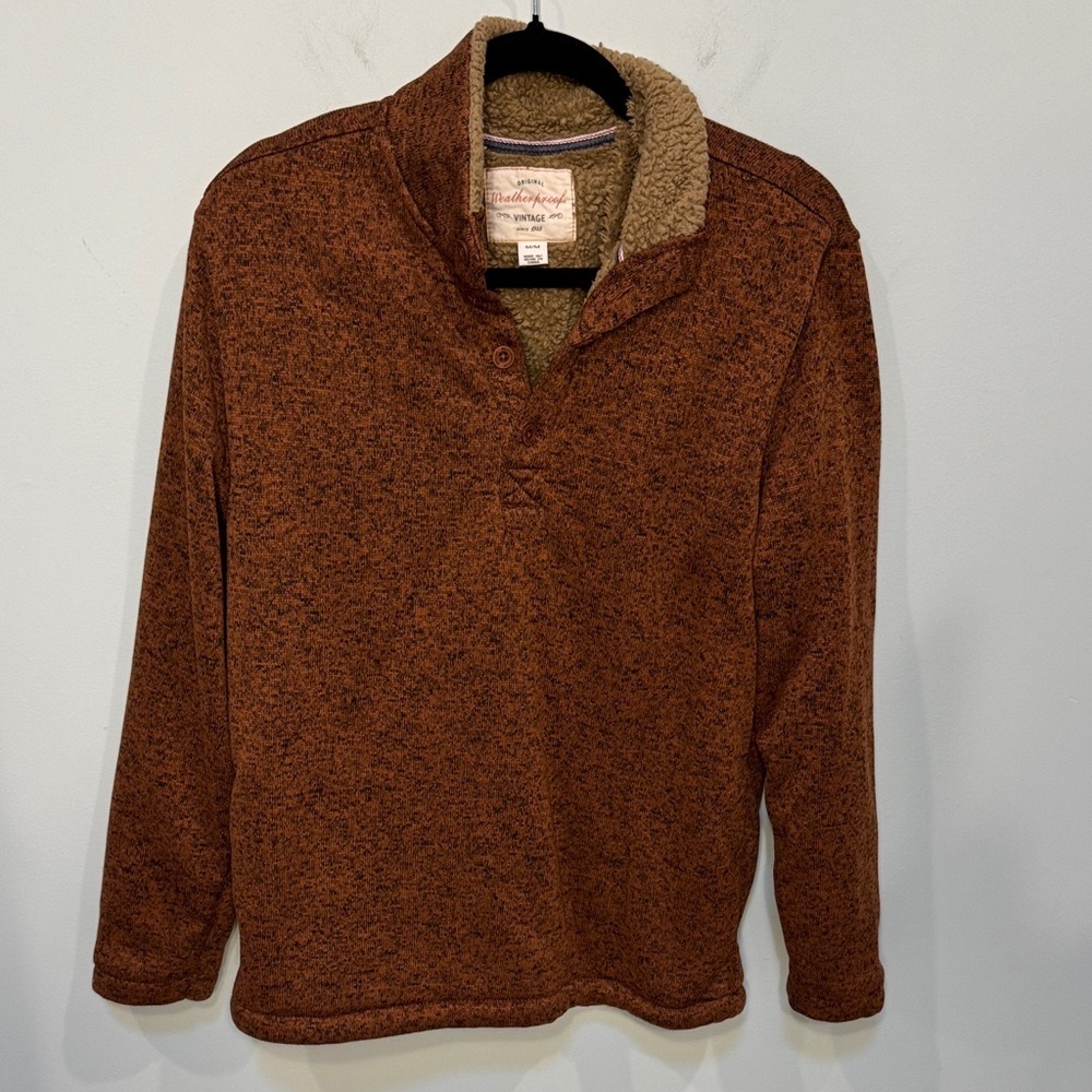 Weatherproof Vintage heathered brown Sherpa Pullover Sweatshirt Size M